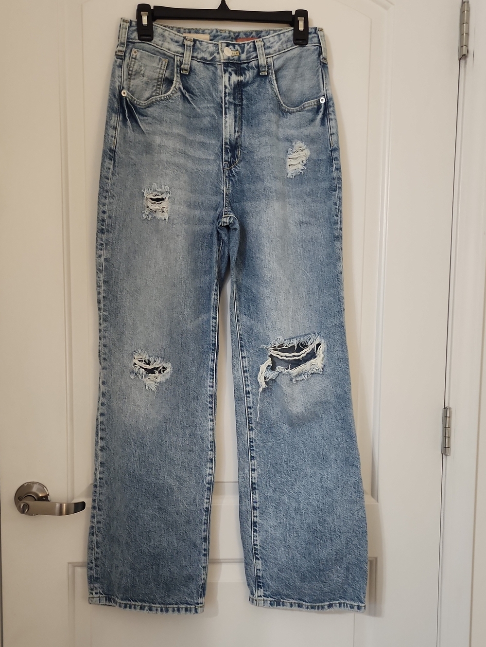 Pilcro Light Blue Distressed Straight-Leg Jeans
